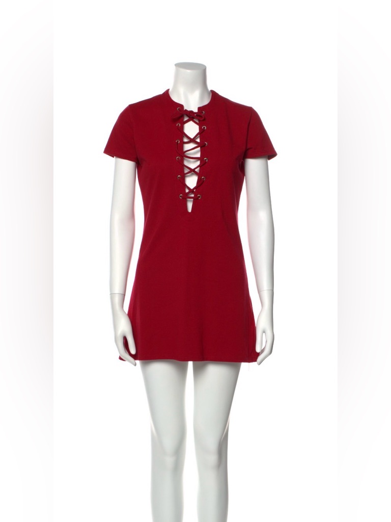 Reformation Red Lace-Up Mini Dress